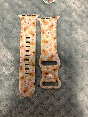 Gingerbread Cookie Pattern Silicone Watch Band - White Base with Yellow Accents